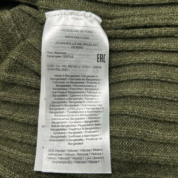 JDY Magna Rib Knit Midi Long Sleeve Bodycon Soft Sweater Dress Moss Green Large - Picture 8 of 13